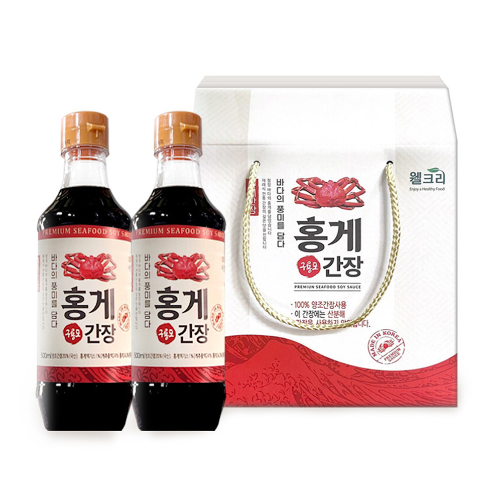 (공동구매) 웰크리 구룡포 홍게 간장 선물세트 500ml *2 (박스포장)